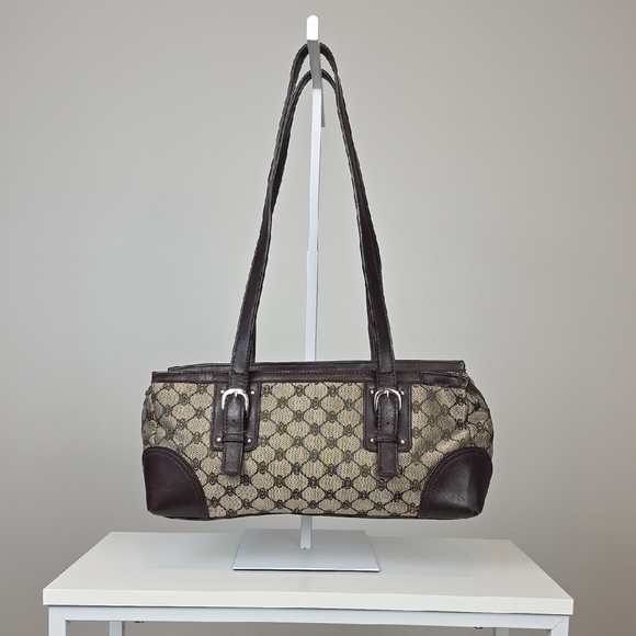 Vintage Jessica Brown Monogram Shoulder Bag with Buckle Accents - Picture 1 of 9